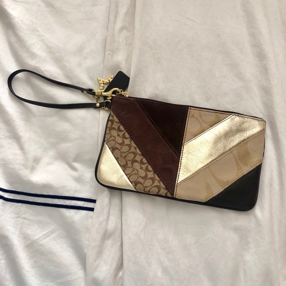 Brown & Gold authentic Coach wristlet.